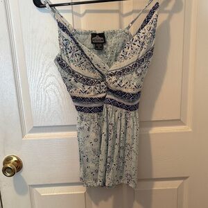 Angie Light Blue and Navy Floral Top